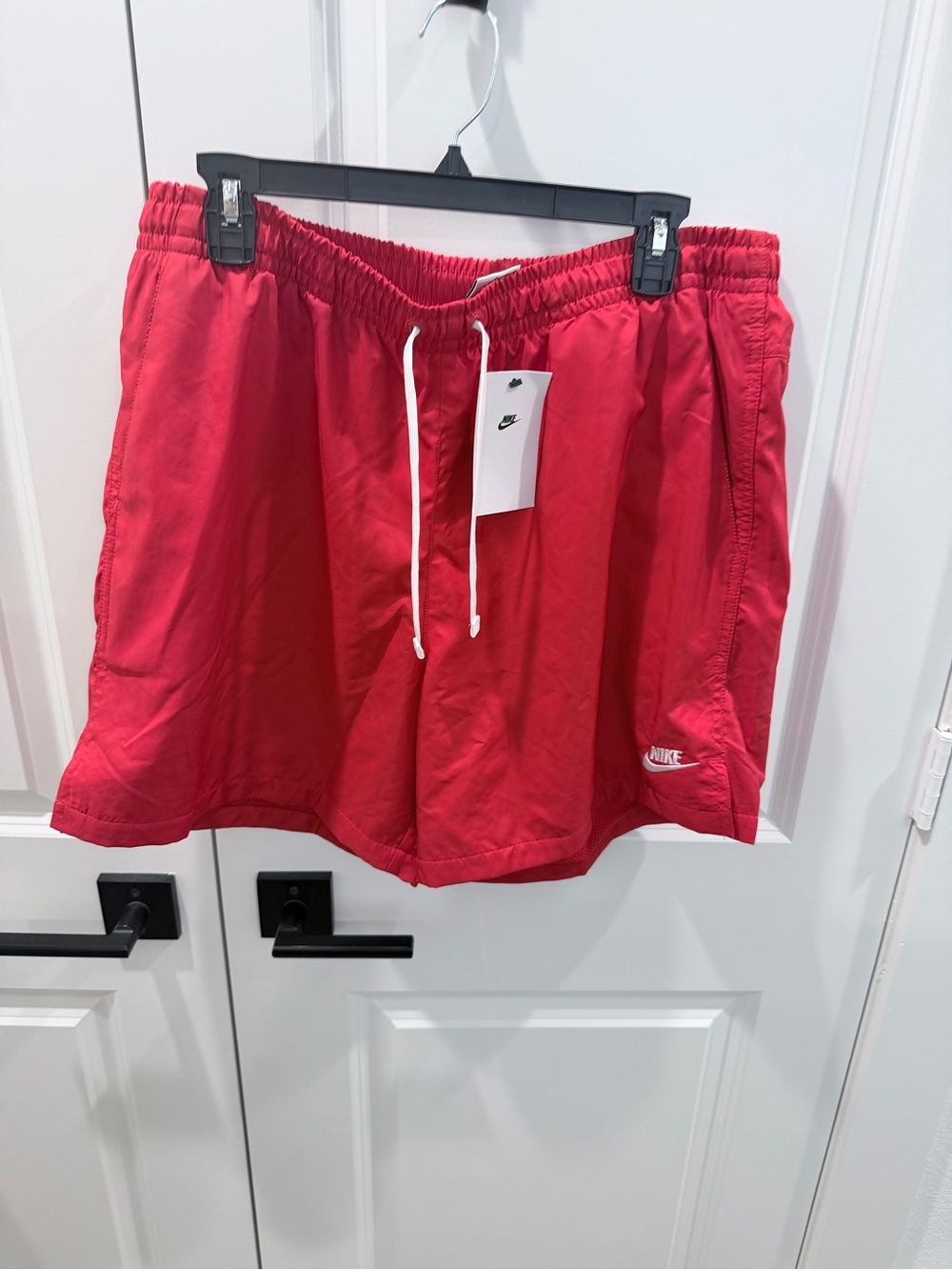 Nike Red Men's Athletic Shorts with White Drawstring